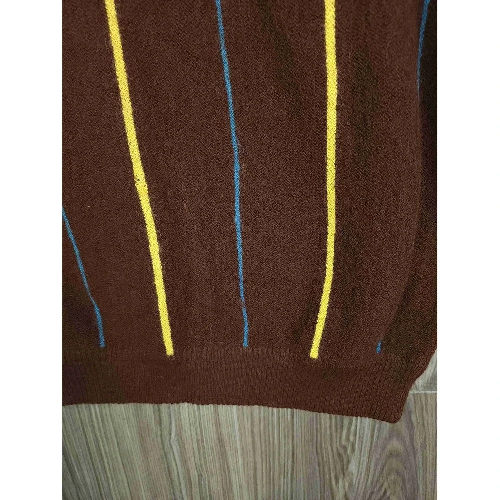 Lord Jeff Vintage Striped Pure Alpaca Sweater Vest Unisex‎ V Neck XL